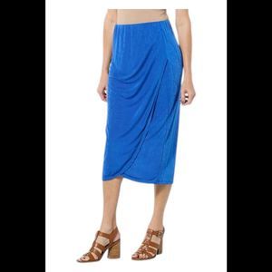 Jaclyn Smith Women's Pull-On Side Pleated Wrap Skirt Blue - Regular
